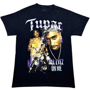2Pac All Eyez On Me Graphic T-Shirt Mens Medium Black Cotton Hip Hop Tee